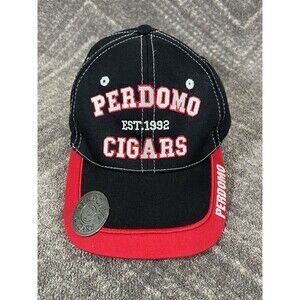 Perdomo Cigars Black/Red Adjustable Baseball Cap Hat w/Bottle Opener Under Lid